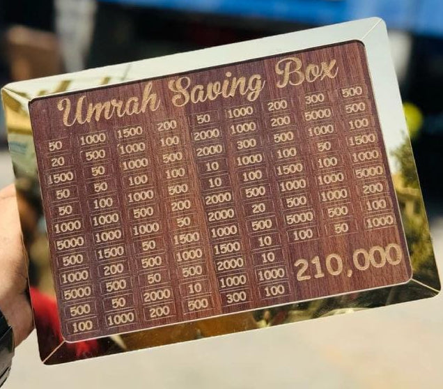 Umrah Saving Box - Box For saving | Umrah Saving Box Wooden Money Box for Umrah - 210,000