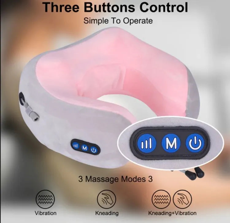 U Shaped Pillow Neck Massager USB Charging Portable Neck Shoulder Cervical Relaxing Massager Protector Outdoor Home Car