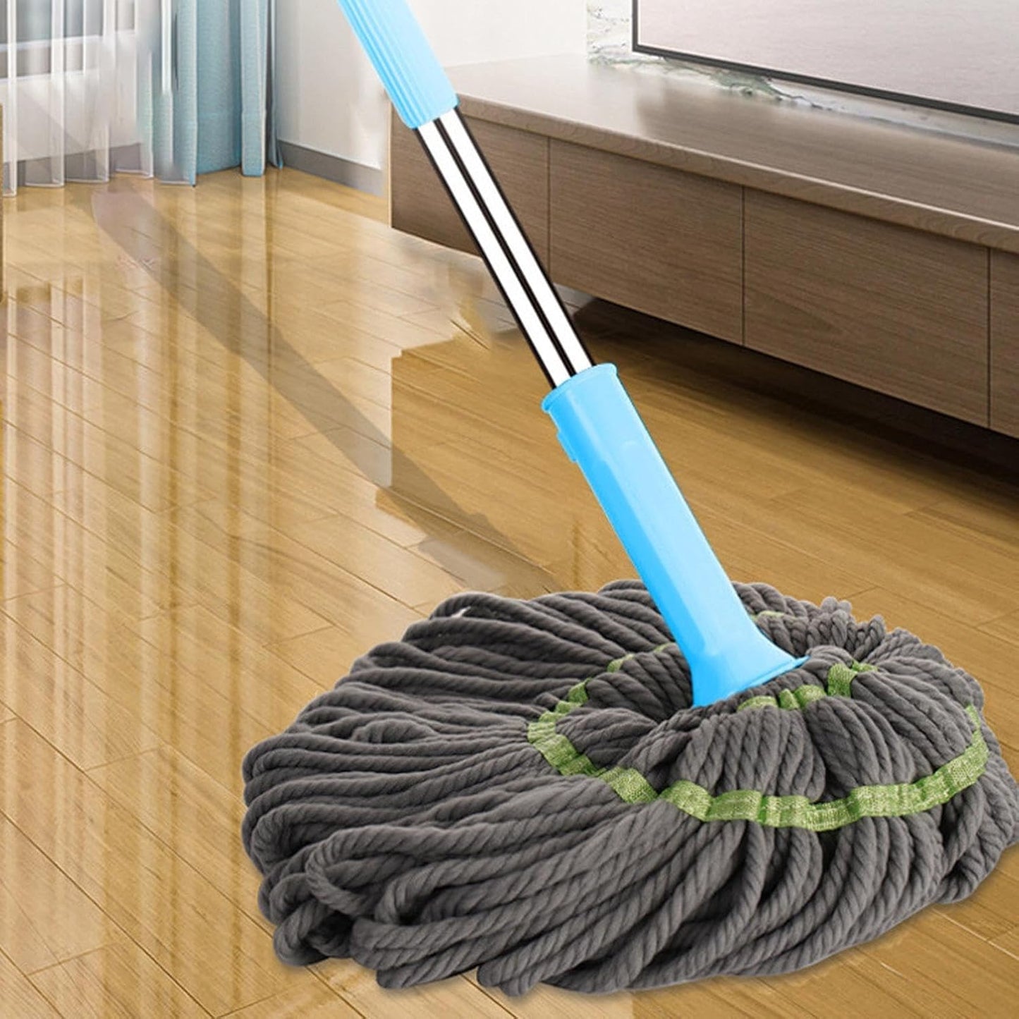 Extendable Twist Mop Fine Fiber Floor Mop - 2-in-1 Rotatable Adjustable Mop | 360-Degree Fine Fiber Fabric Self-Twisting Dehydrated Mop | Hard Floor Cleaning Mop | Self-Twisting Torque Mop for Cleaning Walls