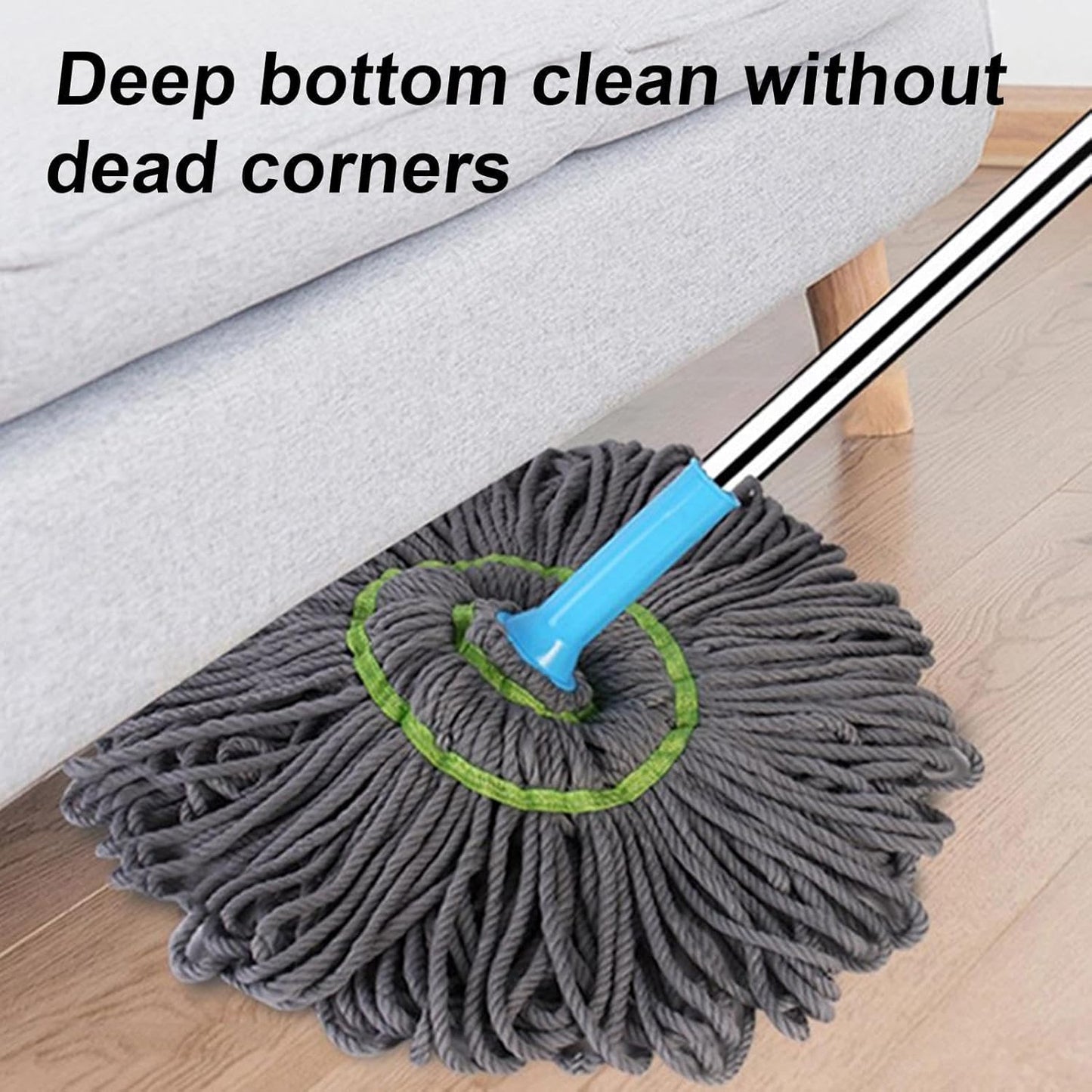 Extendable Twist Mop Fine Fiber Floor Mop - 2-in-1 Rotatable Adjustable Mop | 360-Degree Fine Fiber Fabric Self-Twisting Dehydrated Mop | Hard Floor Cleaning Mop | Self-Twisting Torque Mop for Cleaning Walls