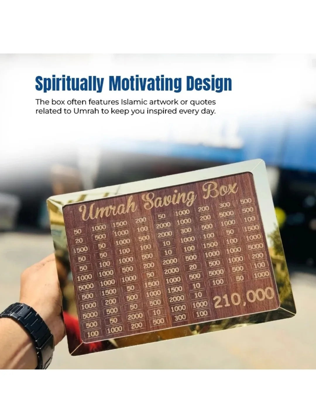 Umrah Saving Box - Box For saving | Umrah Saving Box Wooden Money Box for Umrah - 210,000