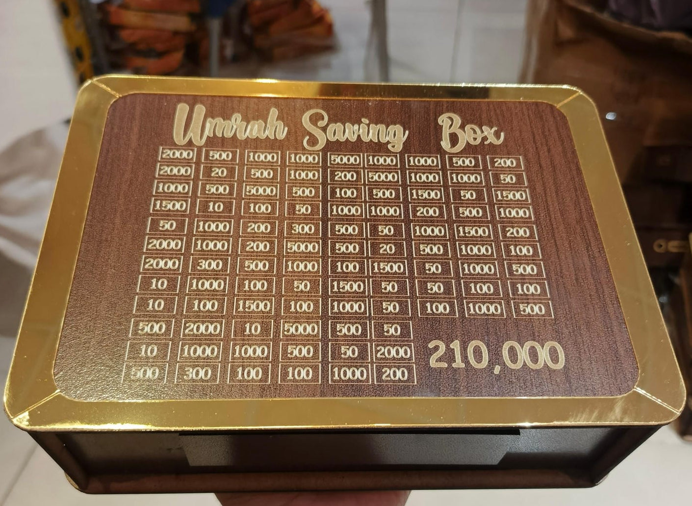 Umrah Saving Box - Box For saving | Umrah Saving Box Wooden Money Box for Umrah - 210,000