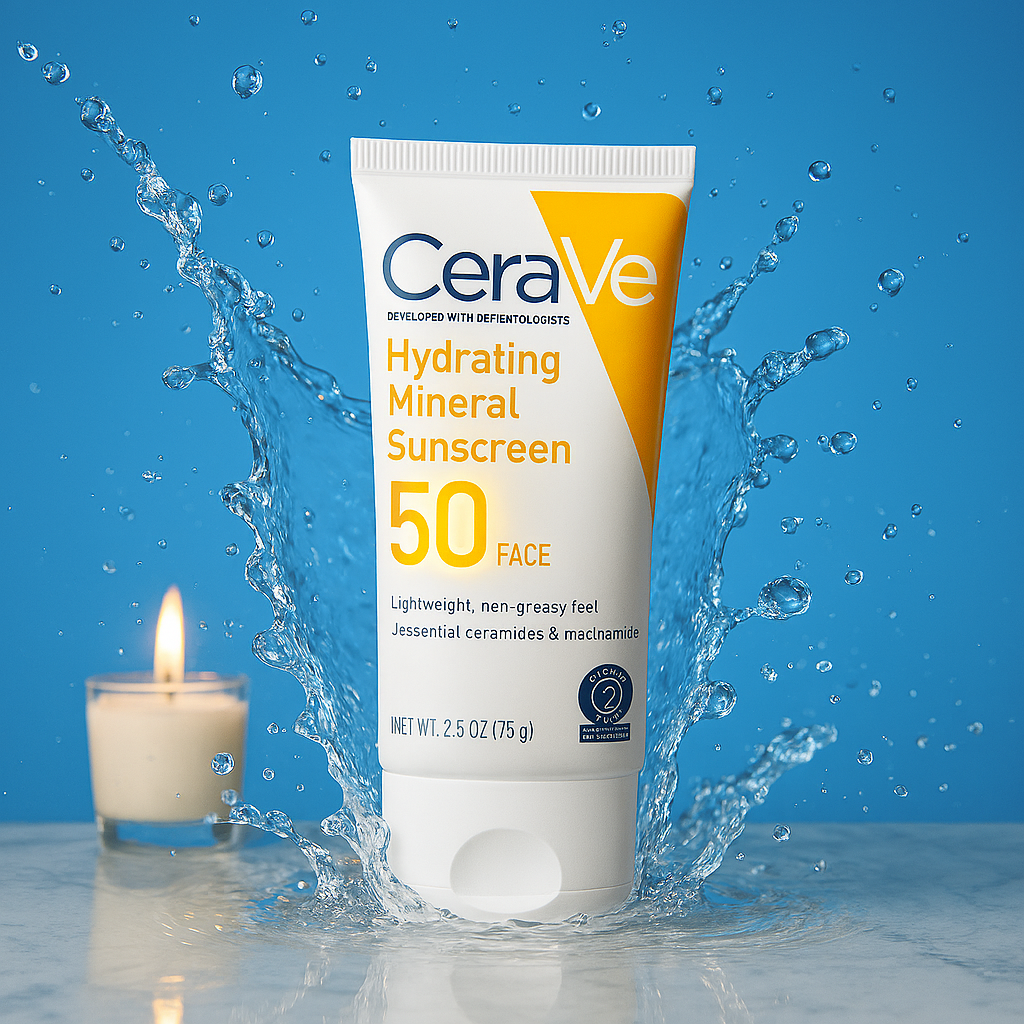 CeraVe Skincare Set – Night Cream, Retinol Serum, Acne Foaming Cream Cleanser, and Hydrating Mineral Sunscreen SPF 50 – Dermatologist Developed