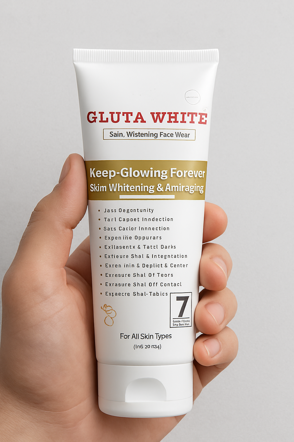 Gluta White 100% Natural Skin Whitening & Anti-Aging Face Wash 100g – Gentle Cleanser for Bright, Smooth & Youthful Skin