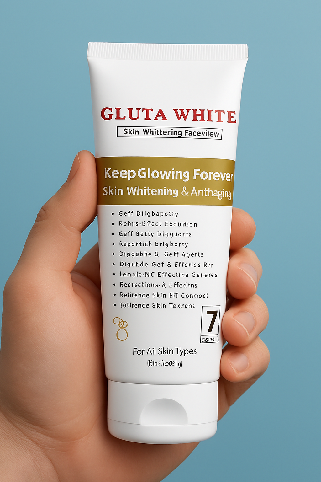Gluta White 100% Natural Skin Whitening & Anti-Aging Face Wash 100g – Gentle Cleanser for Bright, Smooth & Youthful Skin
