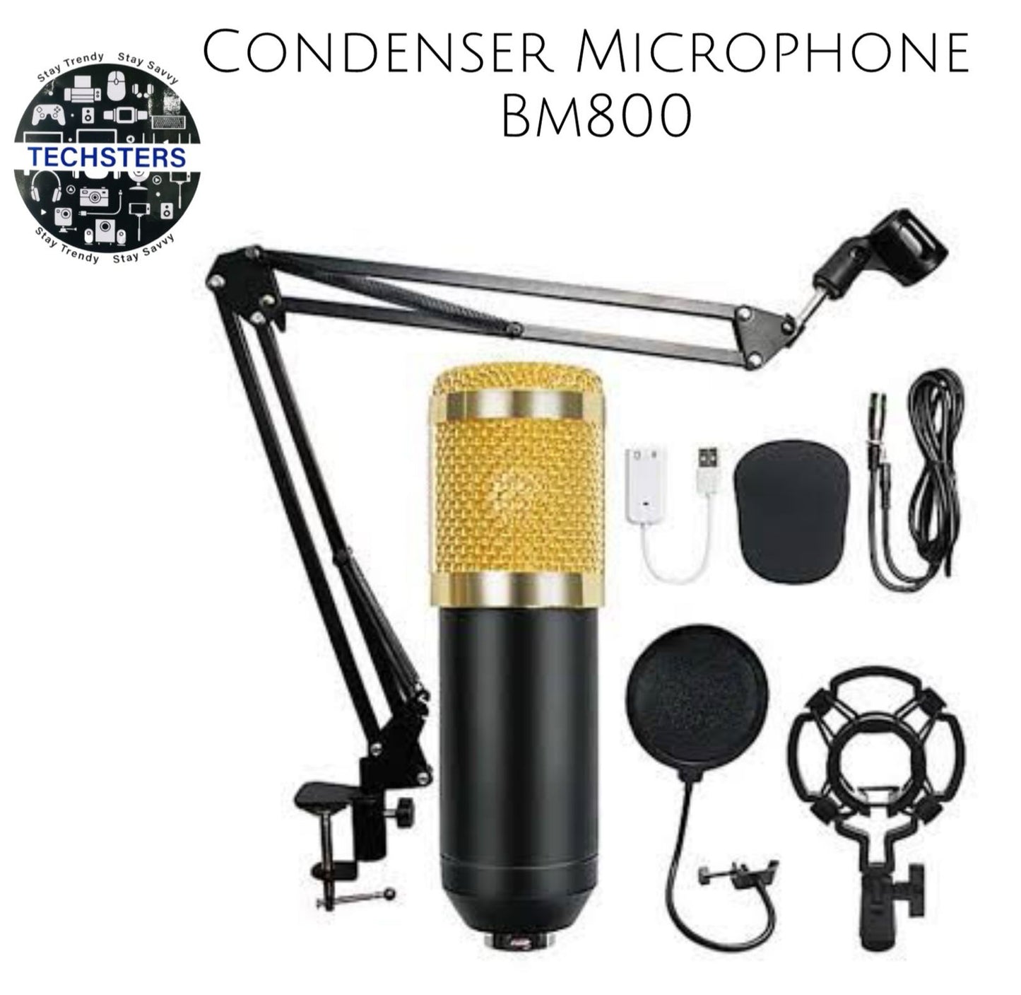 Professional Condenser Microphone - Podcast Mic Set Condenser Microphone With Rechargeable Auxiliary Background For Karaoke Singing, Youtube Recording Mic Set For Youtube | Mic Kit