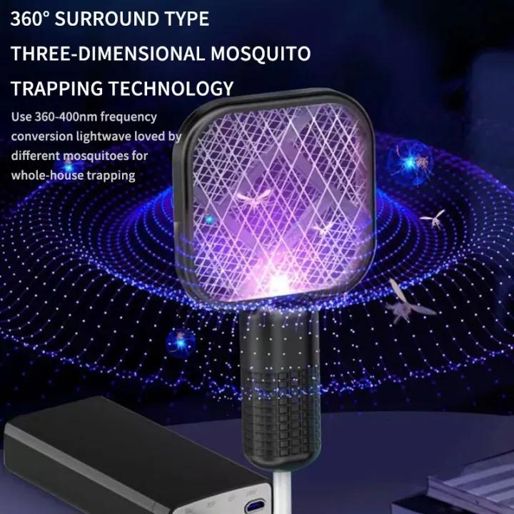 Mini USB Rechargeable Mosquito Racket with UV Light – Portable Electric Bug Zapper & Fly Swatter for Indoor/Outdoor Use, Home, Office, Travel & Camping