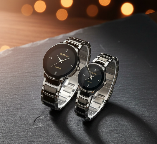 POSITIF Couple Watch – Elegant Matching His & Her Timepieces | Stylish Pair Gift For Lovers, Anniversary & Special Occasions (random colour)