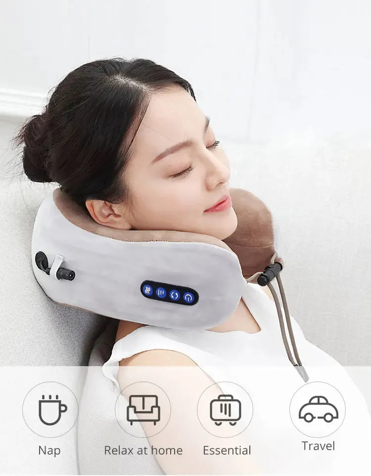 U Shaped Pillow Neck Massager USB Charging Portable Neck Shoulder Cervical Relaxing Massager Protector Outdoor Home Car