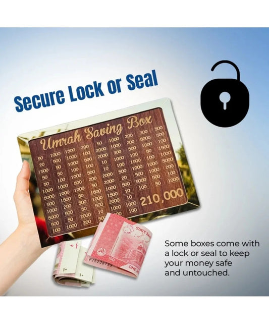 Umrah Saving Box - Box For saving | Umrah Saving Box Wooden Money Box for Umrah - 210,000