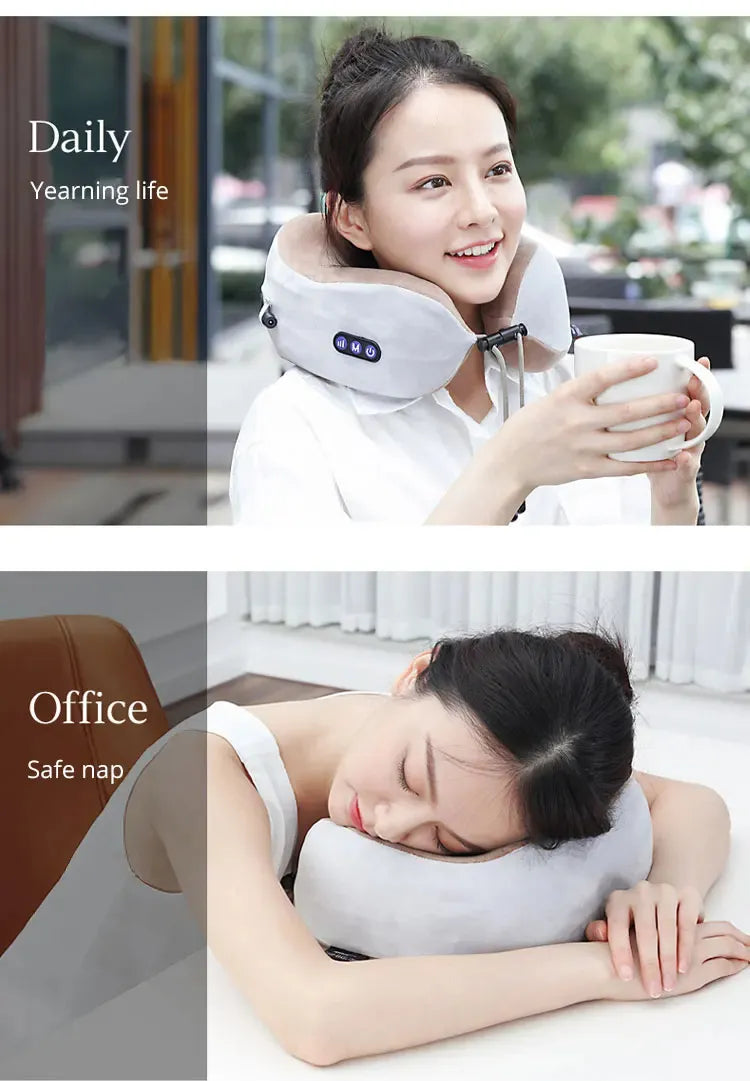 U Shaped Pillow Neck Massager USB Charging Portable Neck Shoulder Cervical Relaxing Massager Protector Outdoor Home Car