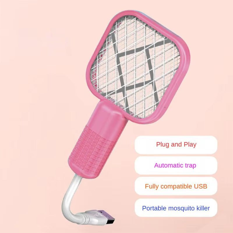 Mini USB Rechargeable Mosquito Racket with UV Light – Portable Electric Bug Zapper & Fly Swatter for Indoor/Outdoor Use, Home, Office, Travel & Camping