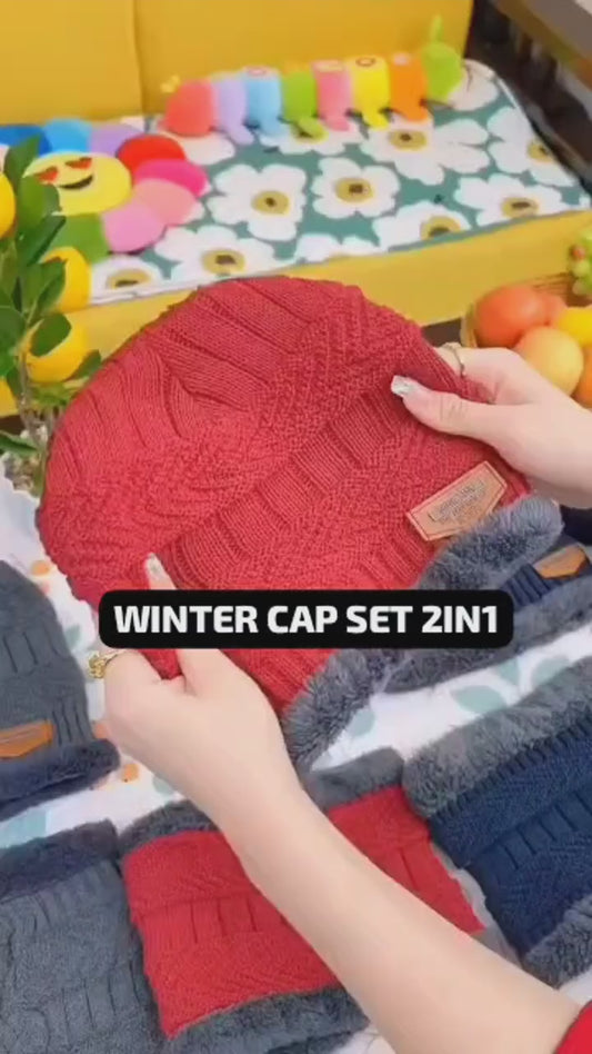 Winter Beanie Hat For Men Fleece Scarf Women Knitted Hat Warm Cap Thick Wool Neck Warmer Scarf Balaclava Mask Skullies Beanies (Random Color)